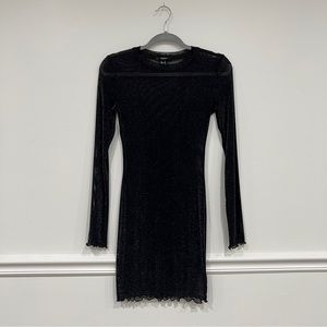 Sheer sparkling long sleeve mini dress